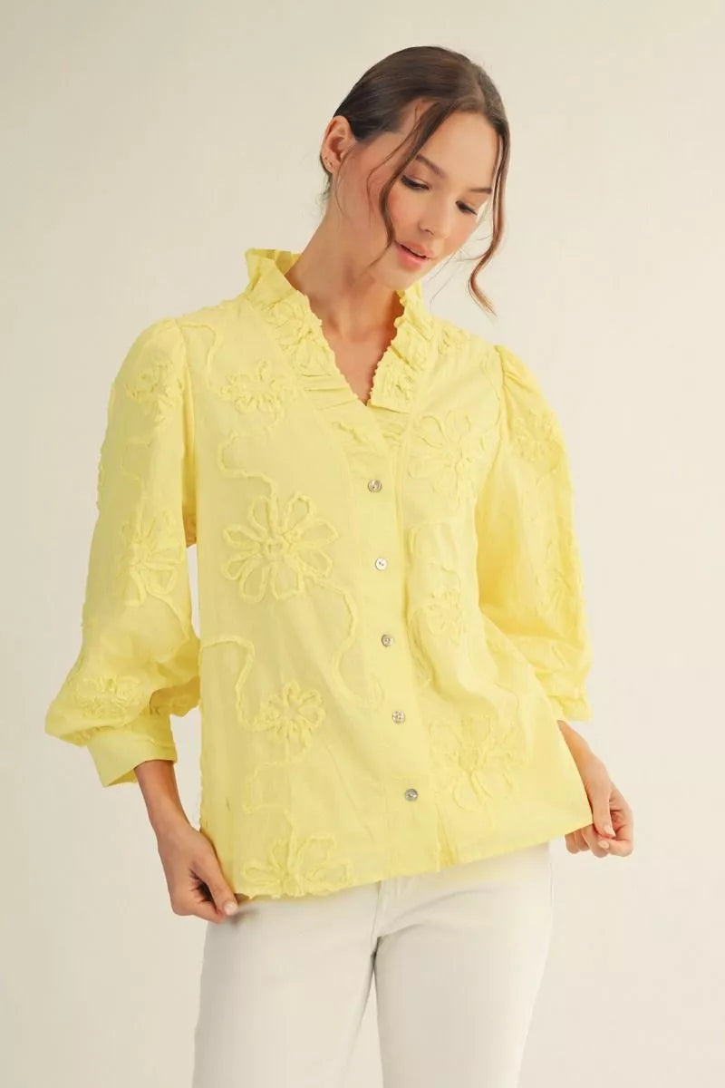 The Marigold Embroidered Button Blouse