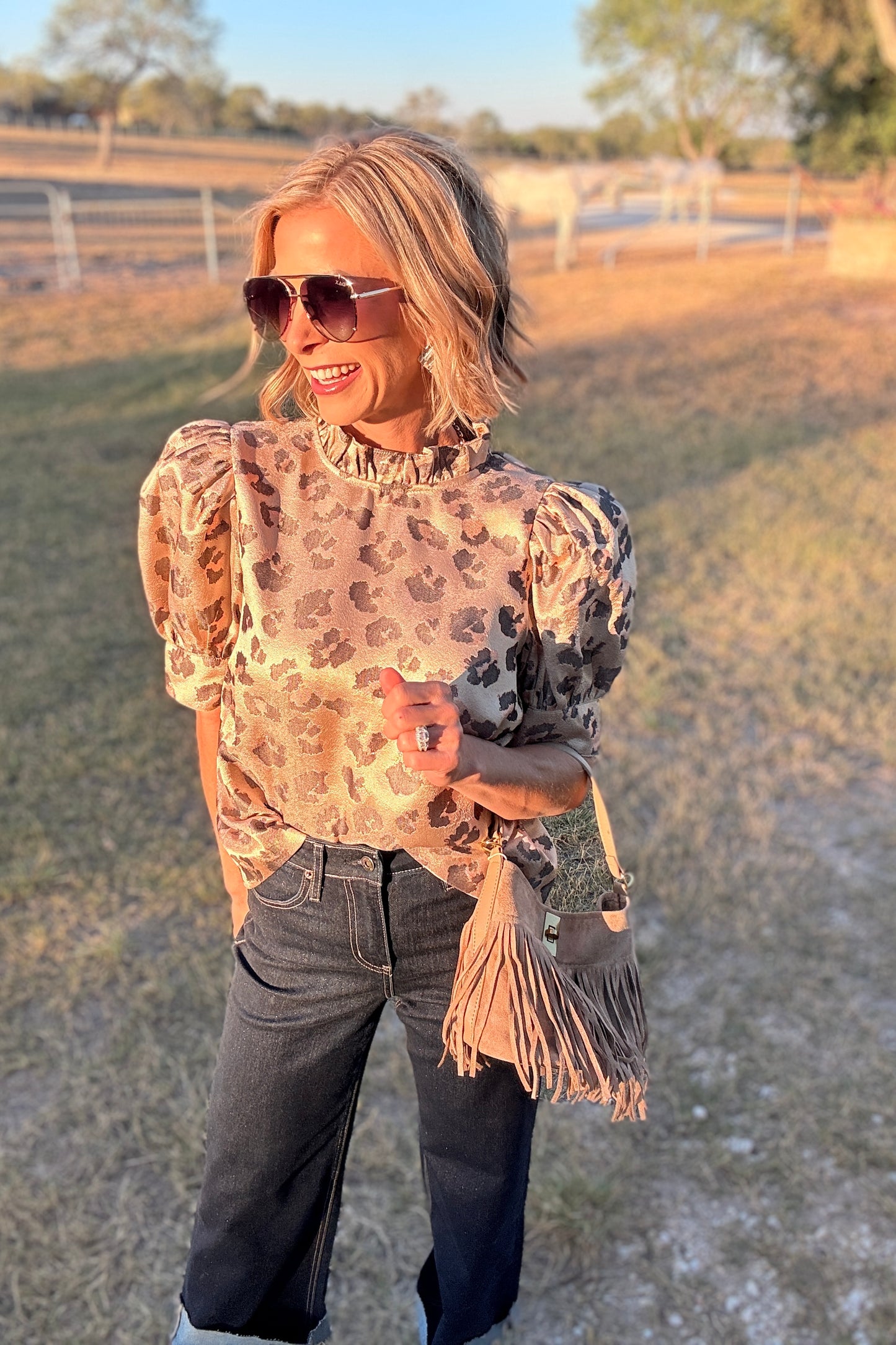 High Rise Wide Leg Glitter Jean