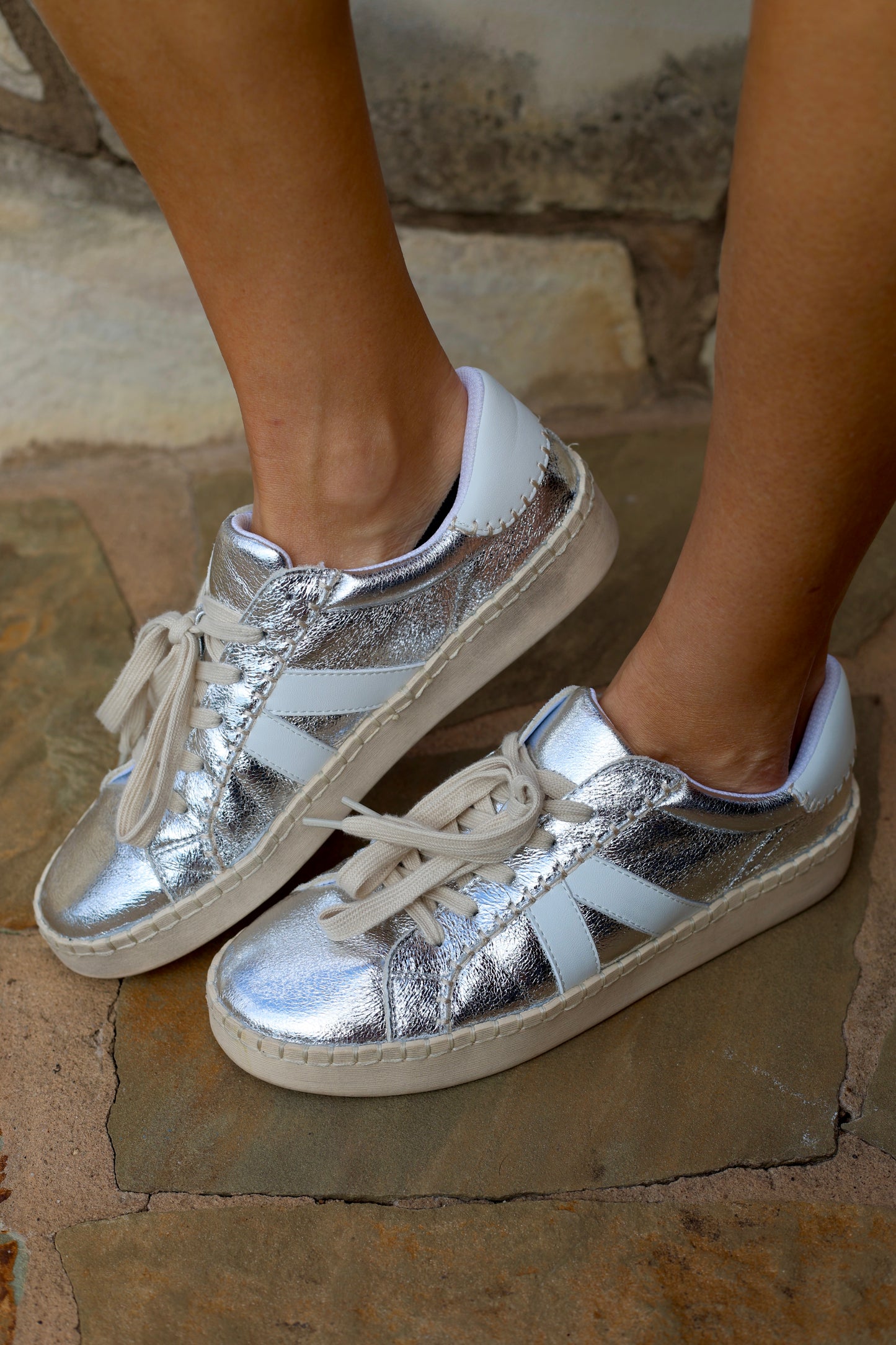 Corky's Friend Zone Sneaker in Silver Metallic