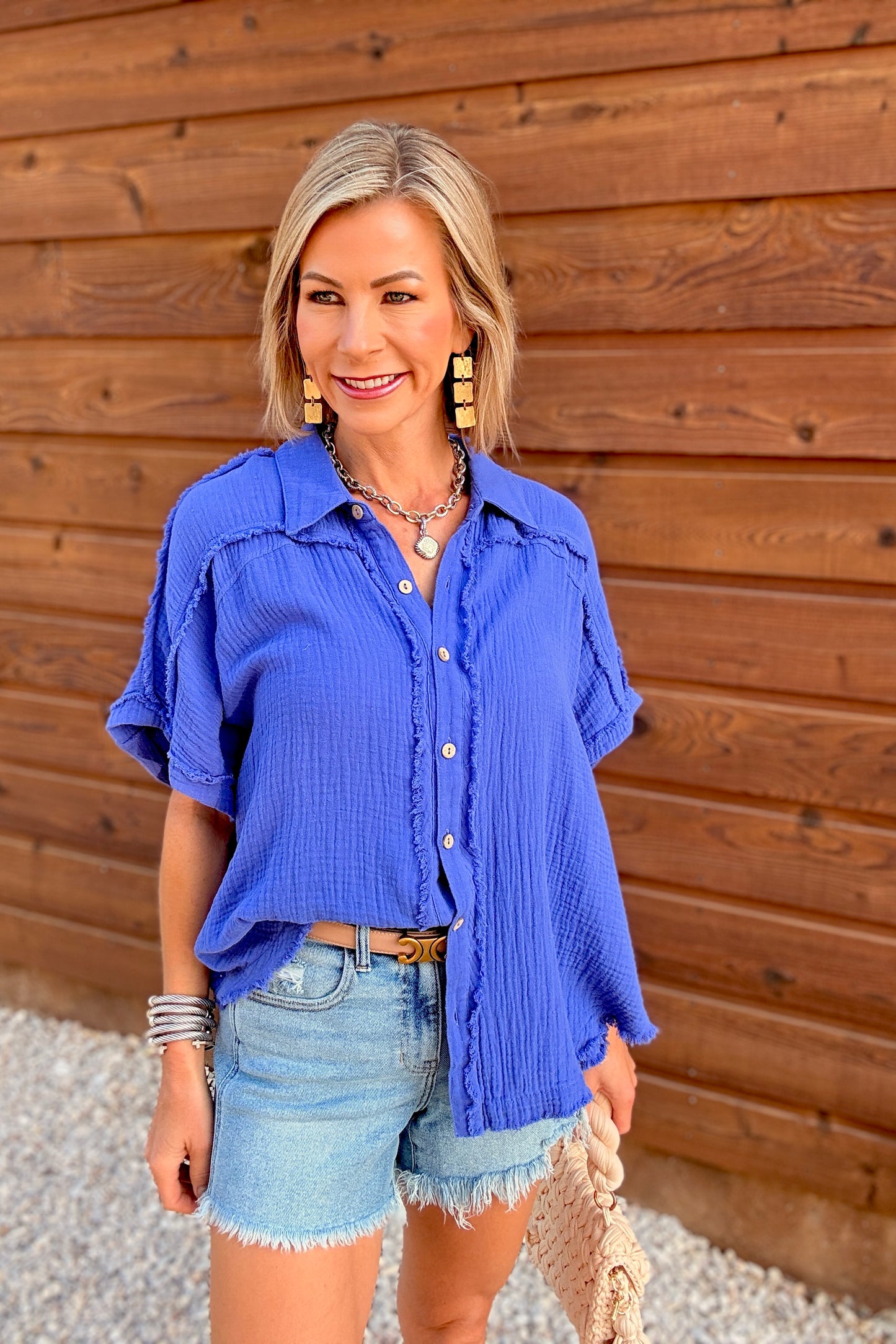 Gauze Button Down Top