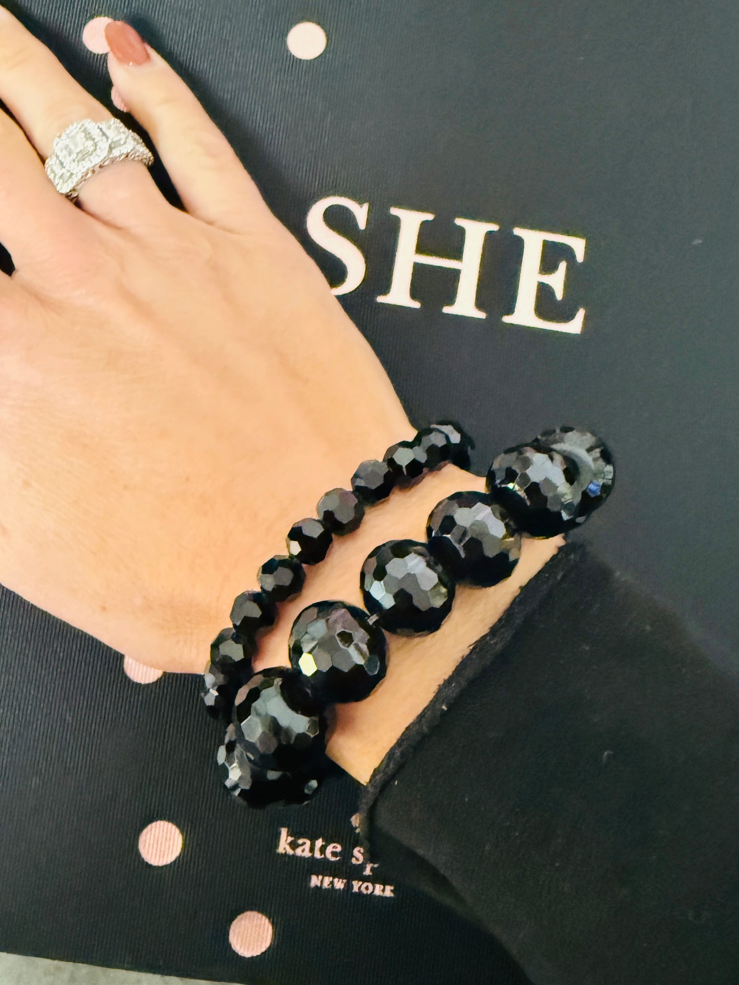 Black Onyx Beaded Bracelet - Small