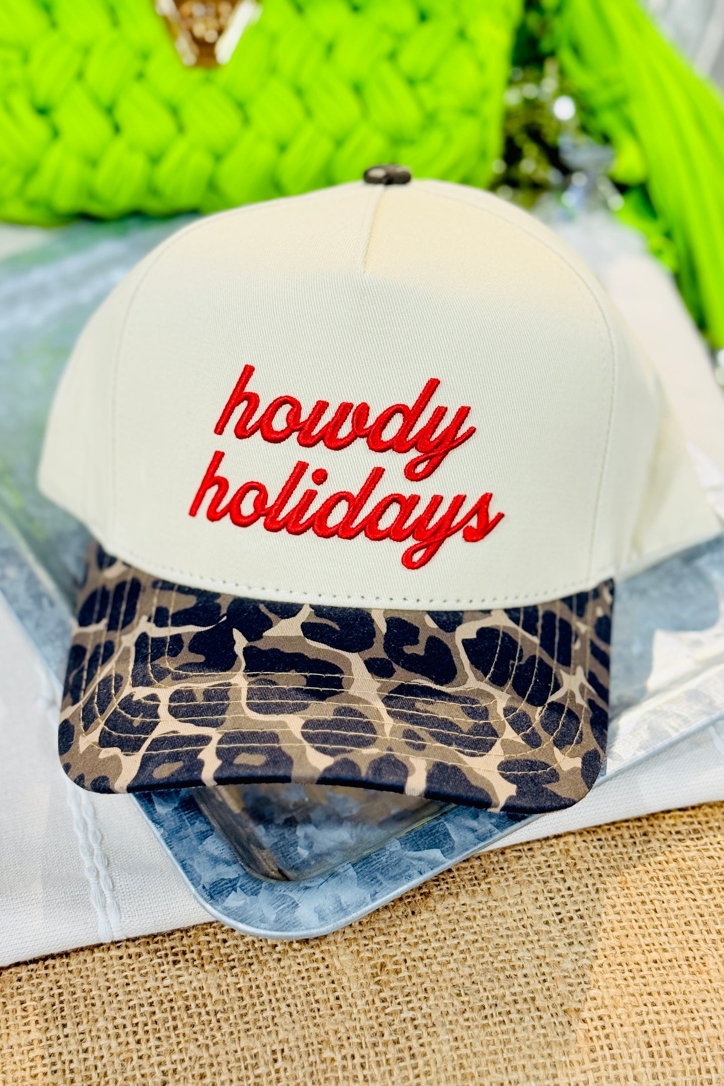 The Howdy Holidays Leopard Trucker Hat