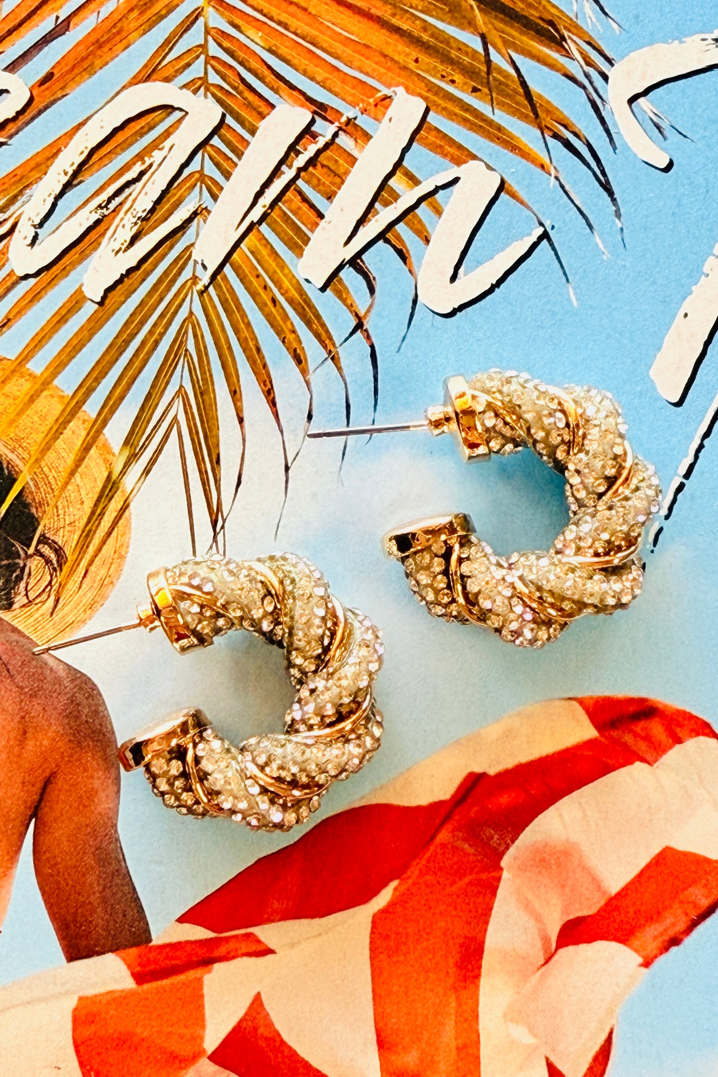 Crystal Twisted Hoops