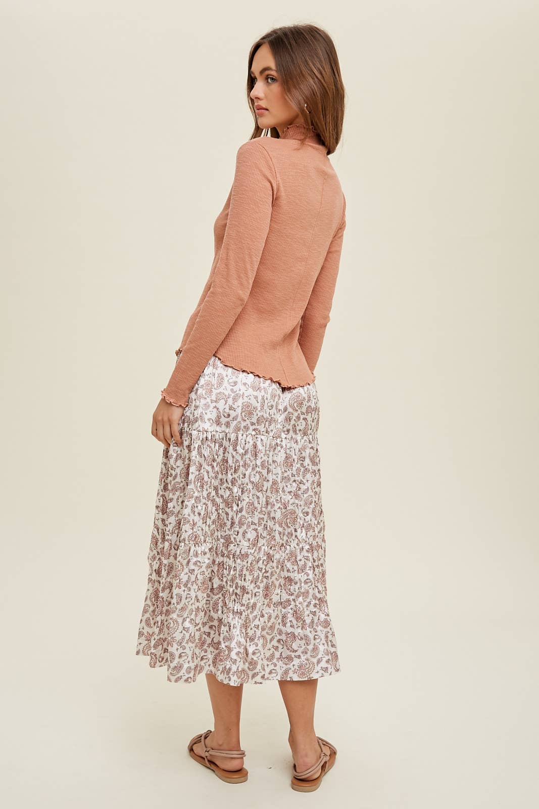 Ribbed Mock Neck Knit Long Sleeve