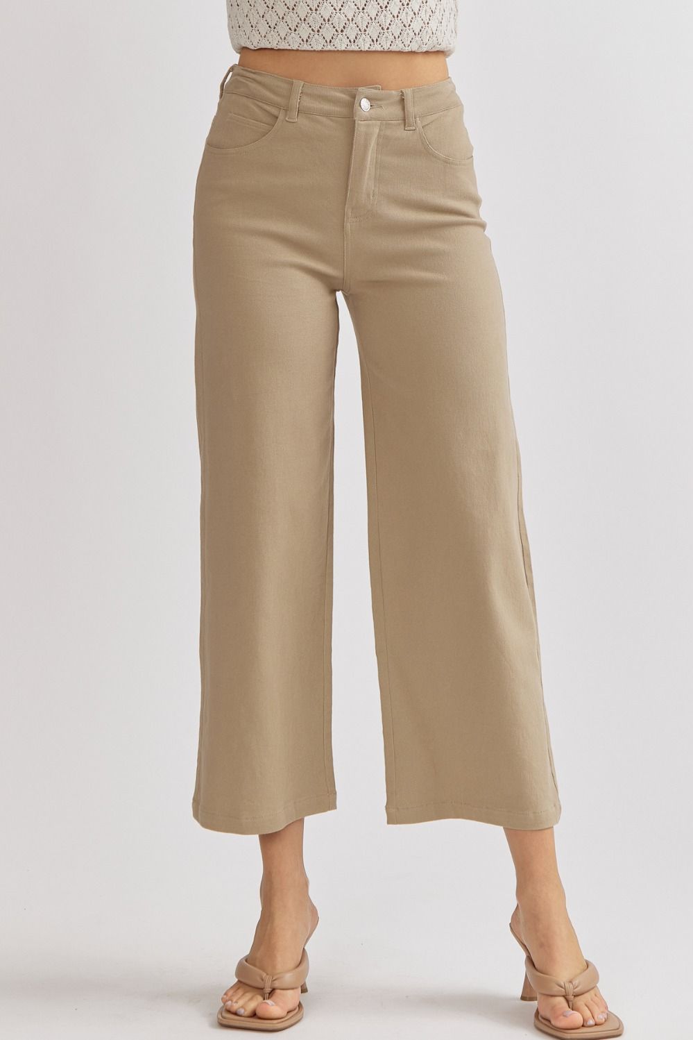 Wide Leg Oatmeal Colored Jeans Wide Leg Cropped Colored Pants