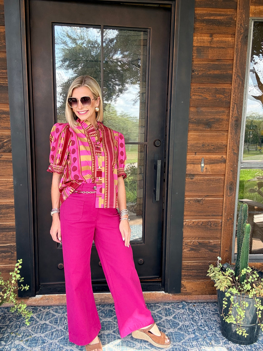 The Madison High-Rise Wide Leg Pants – Berry