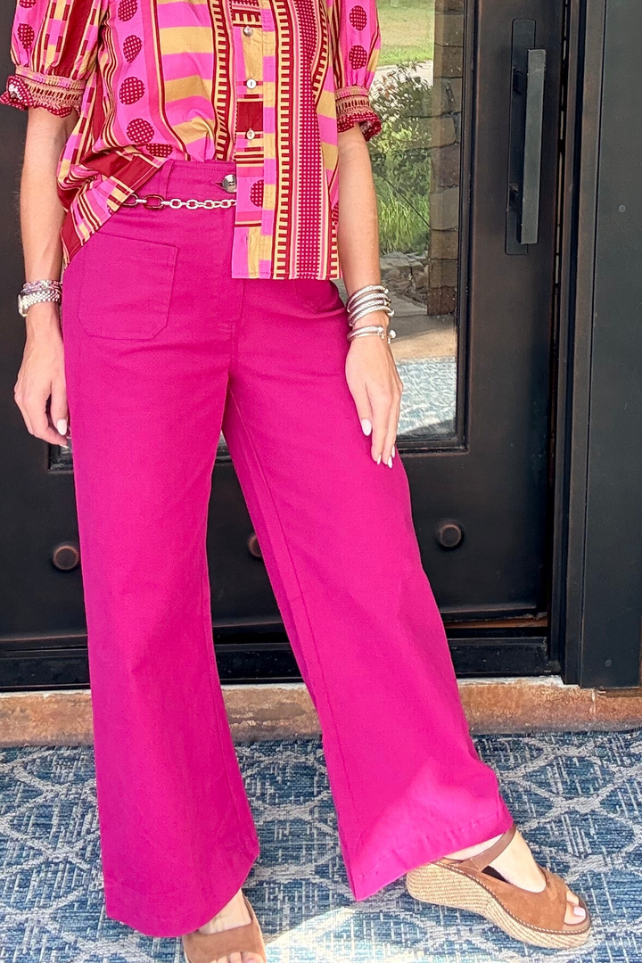 The Madison High-Rise Wide Leg Pants – Berry