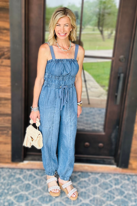 Elan Boho Denim Jumpsuit