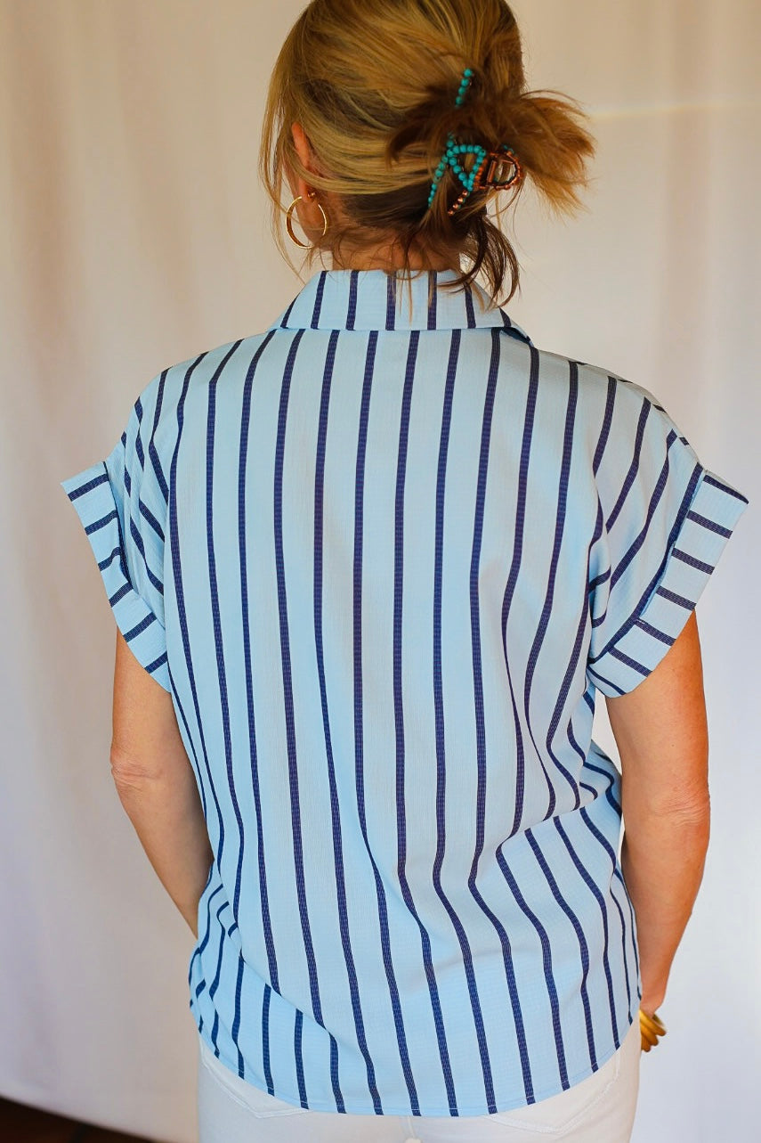The Bethany Stripe Blouse - Blue