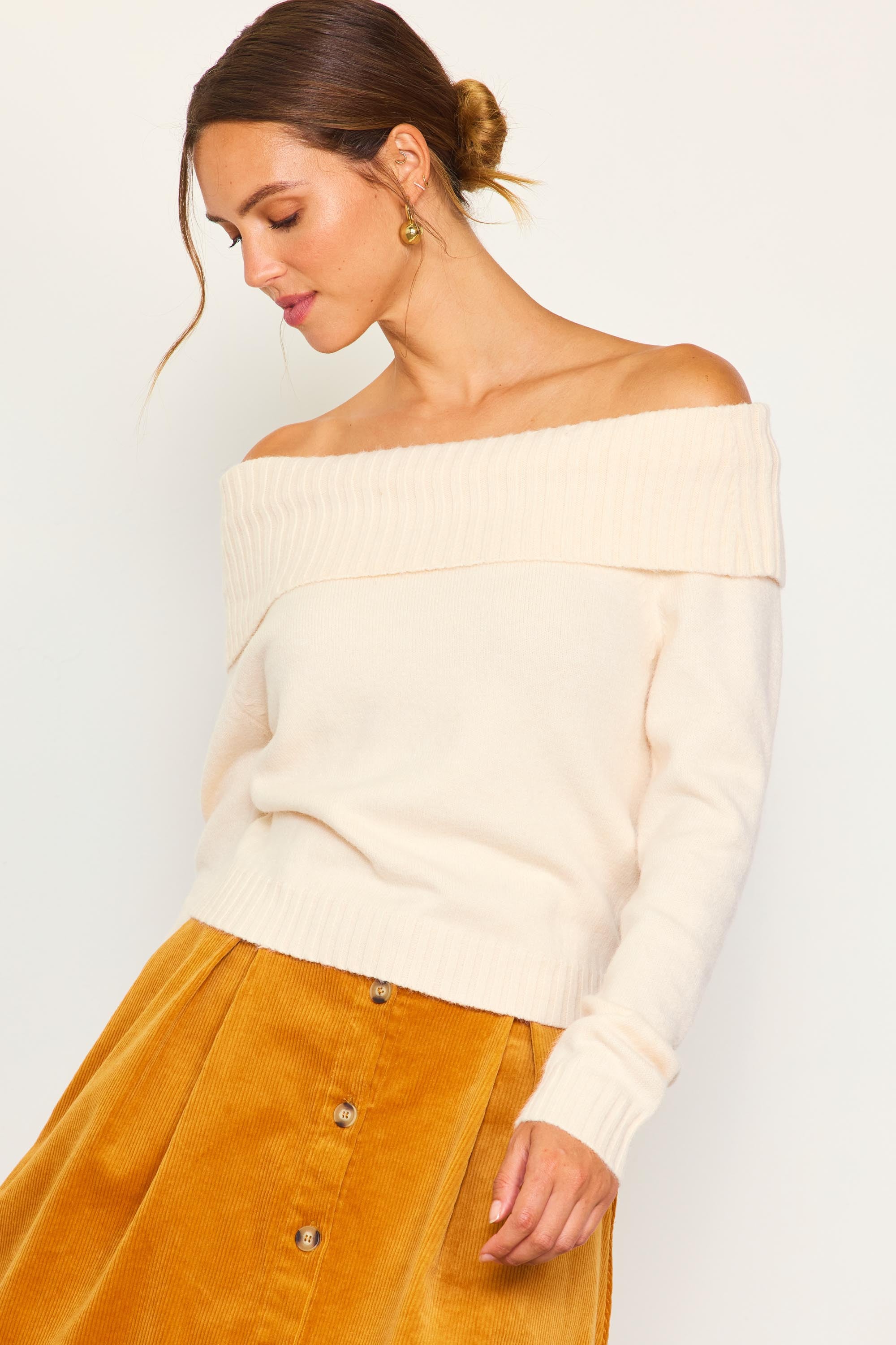 Cream off sale the shoulder sweater