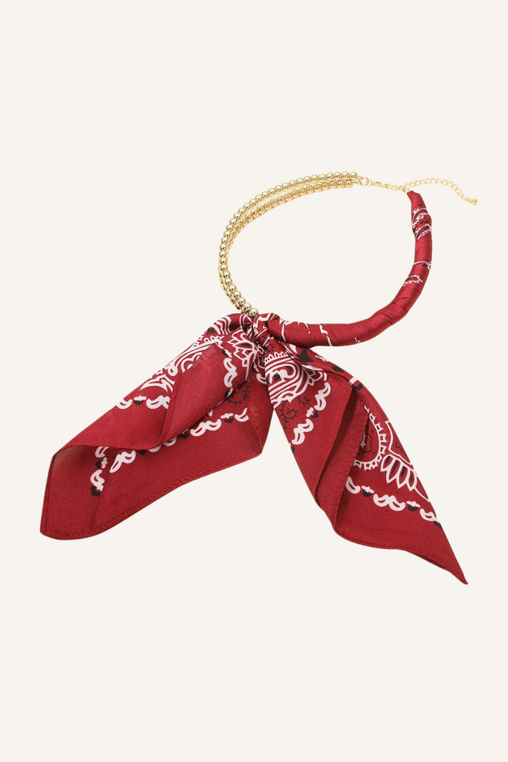 The 4E Burgundy Silk Scarf Necklace