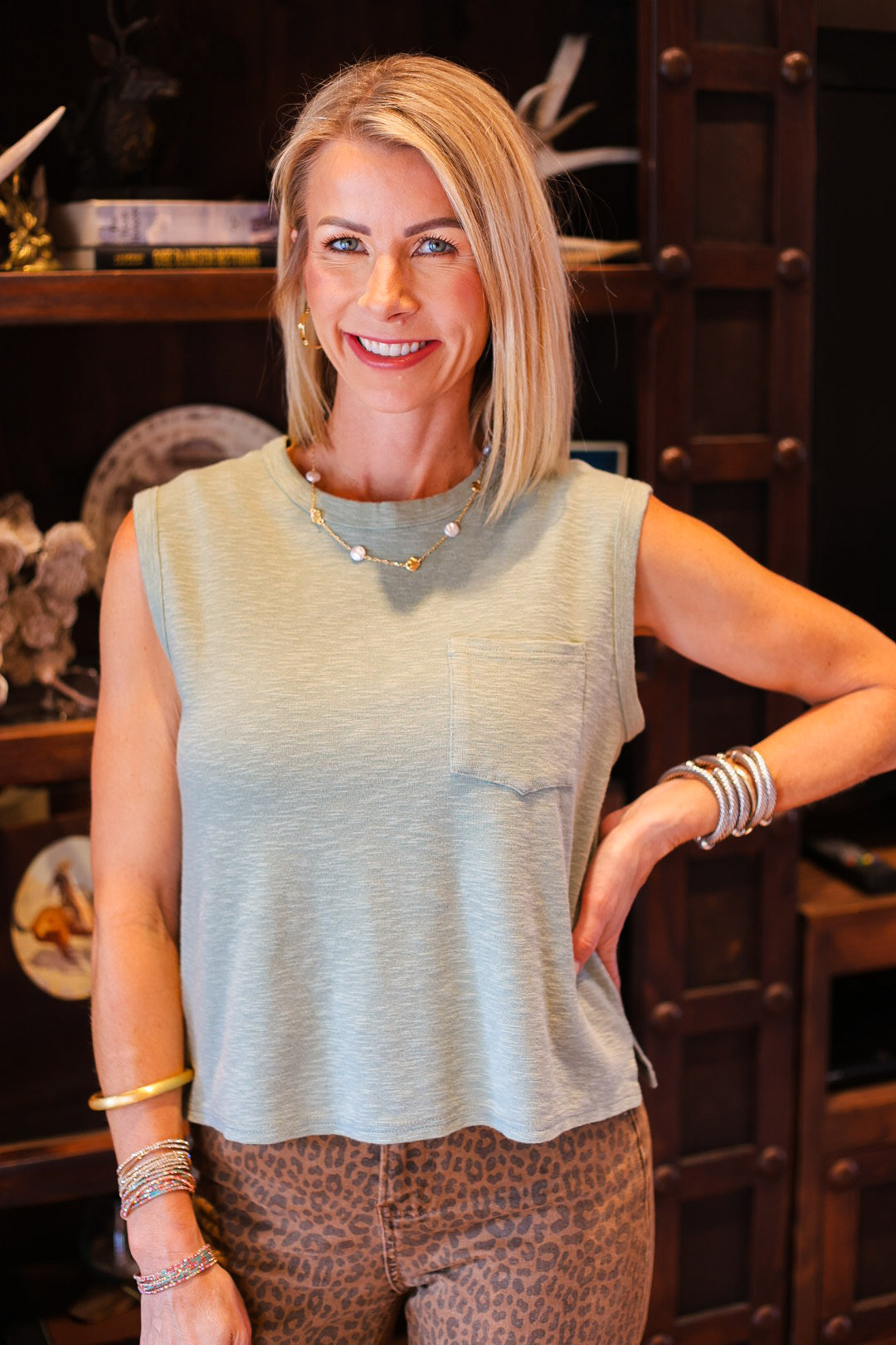 Harbor Pocket Tank - Sage
