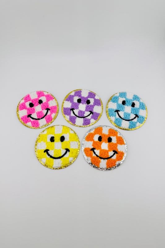 Checkered Smiley Face Patch