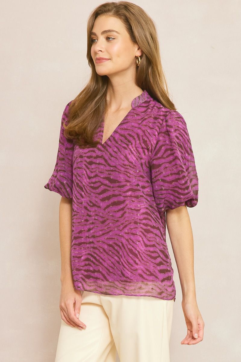 Orchid Bubble Sleeve Top