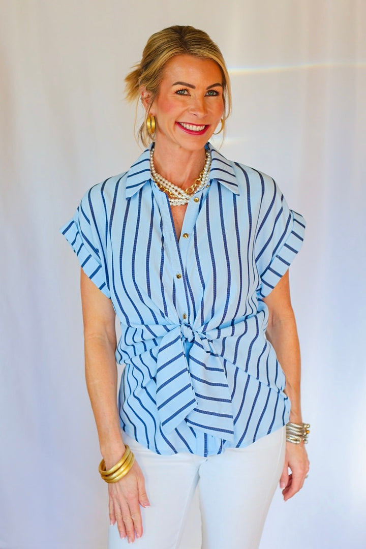 The Bethany Stripe Blouse - Blue