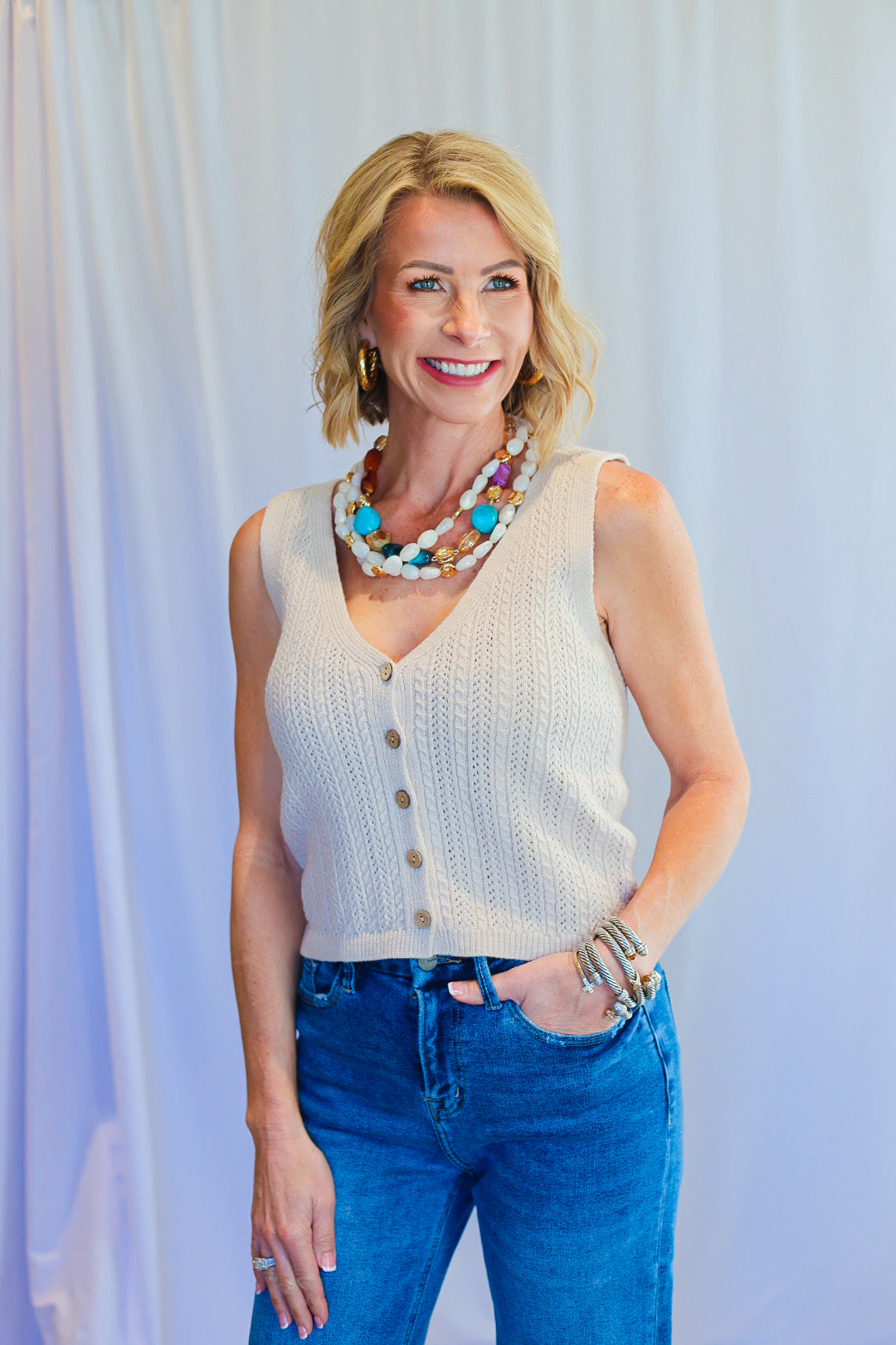 The Riverton Knit Vest – Sand