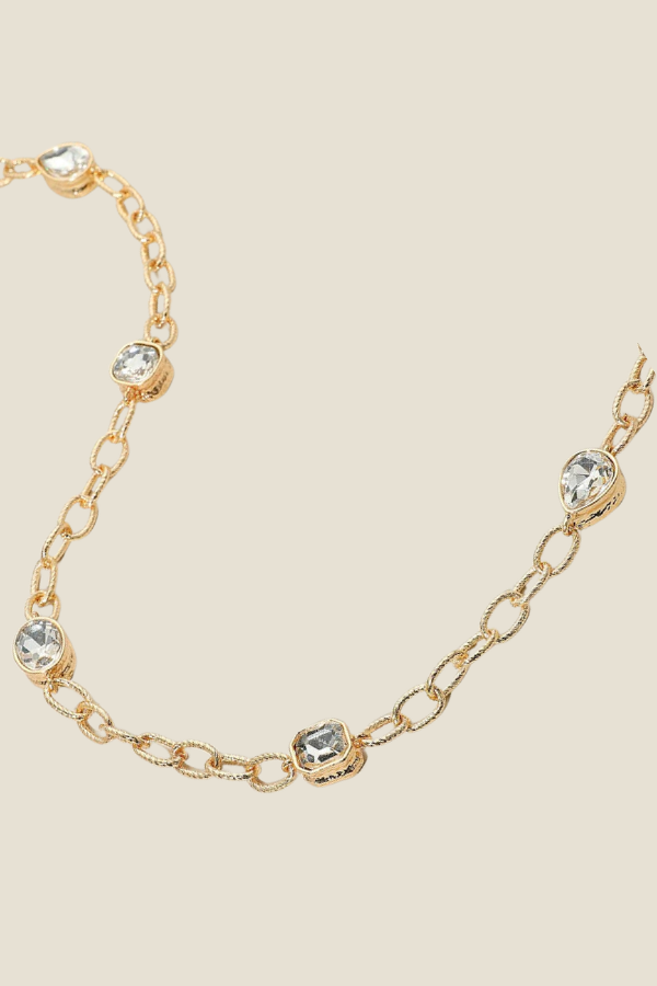 Elegant Long Necklace   - Clear Crystal