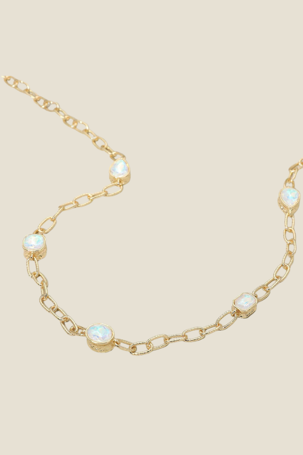 Elegant Long Necklace   - Opal