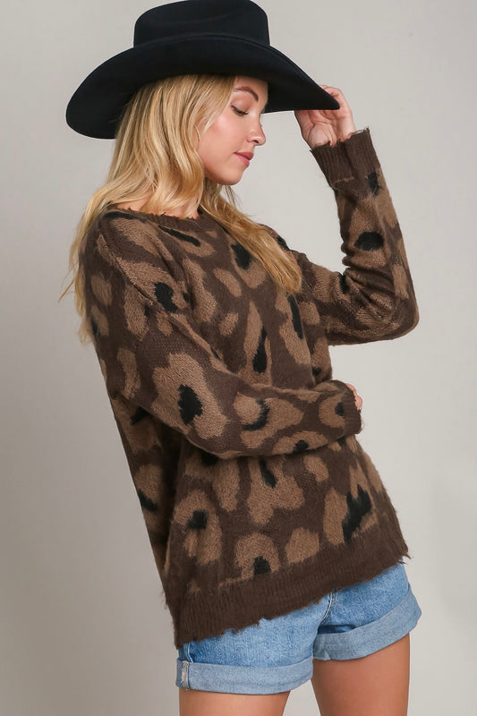 Distressed Leopard Sweater