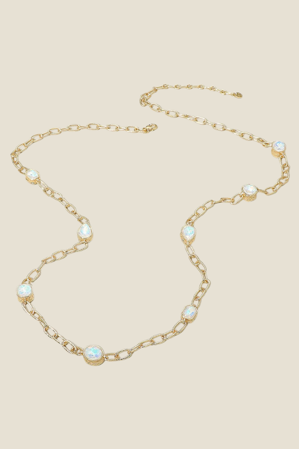 Elegant Long Necklace   - Opal