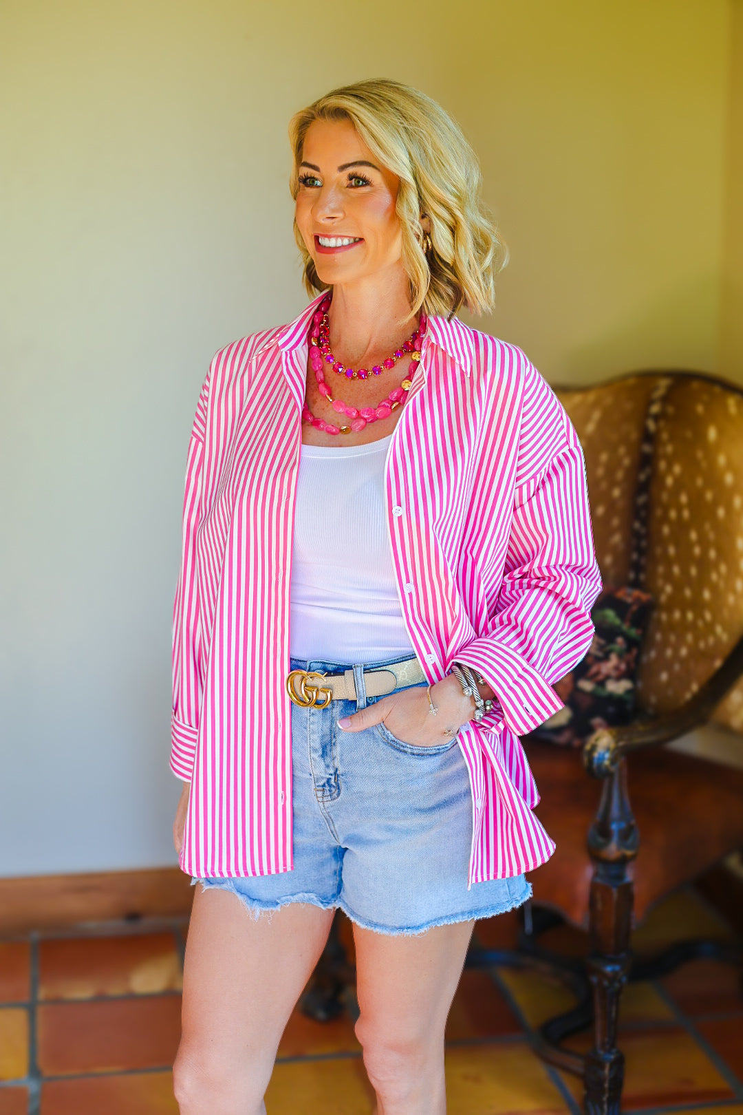 The Bayside Stripe Shirt – Pink
