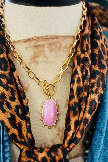 Garden Party Enamel Pendant Necklace Gold Chain