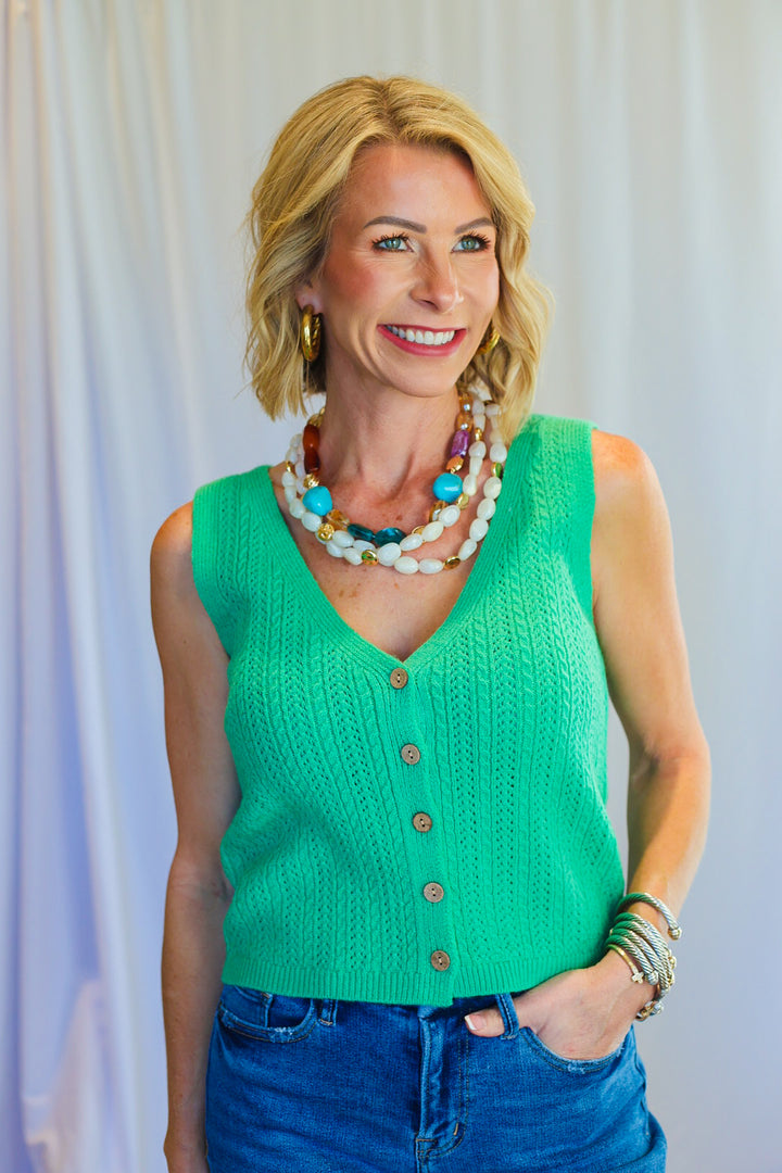 The Riverton Knit Vest – Green