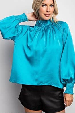 Satin High Collar Top