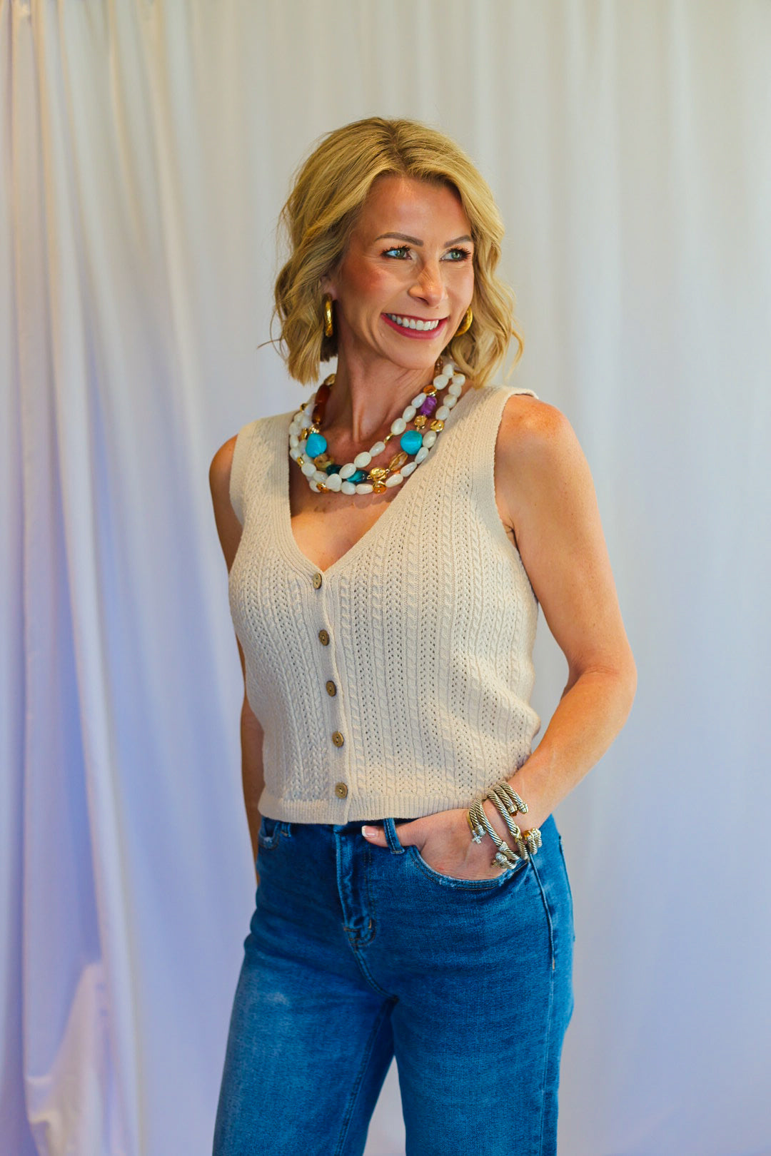 The Riverton Knit Vest – Sand