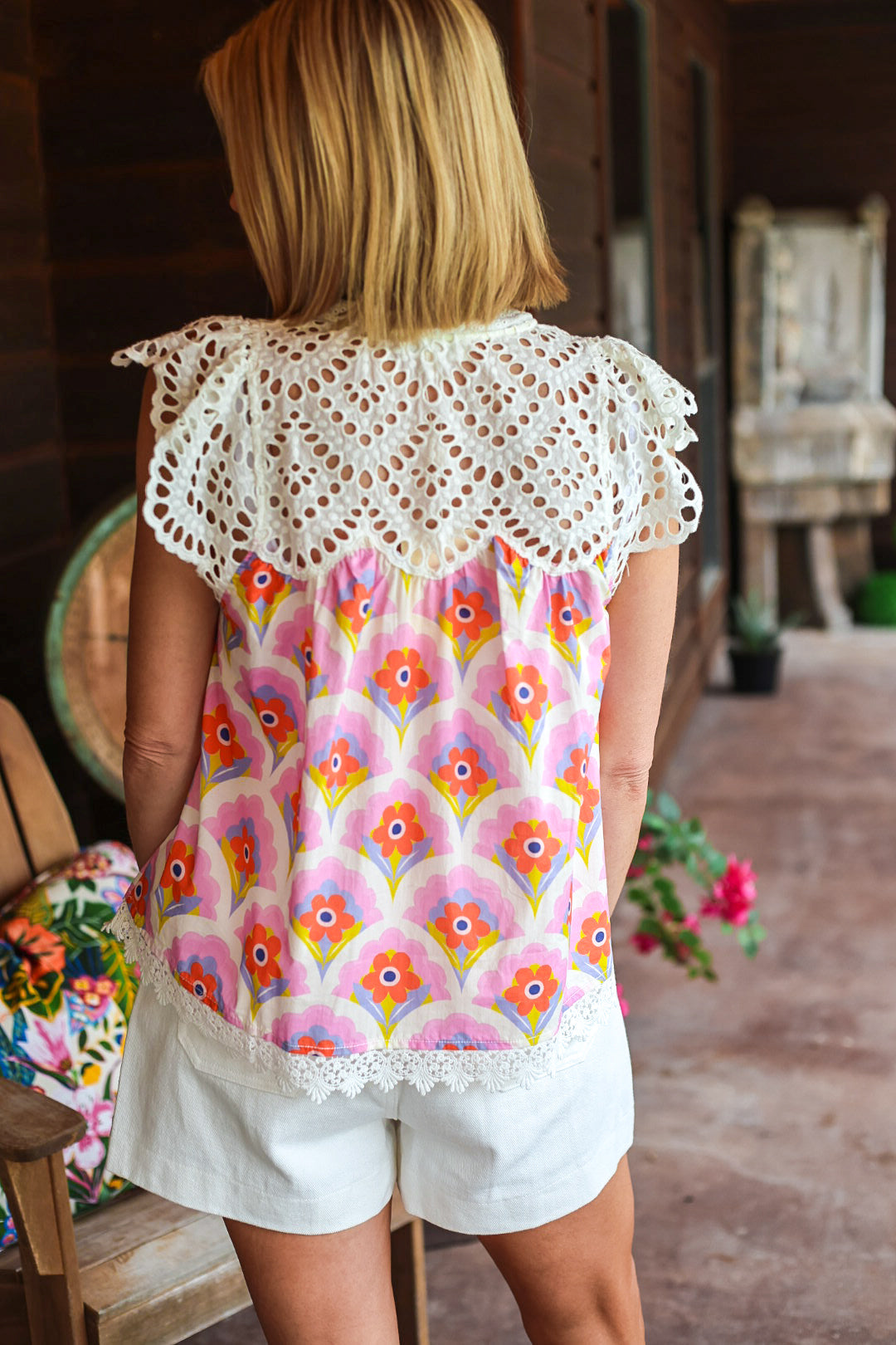 The Sunset Bloom Eyelet Top