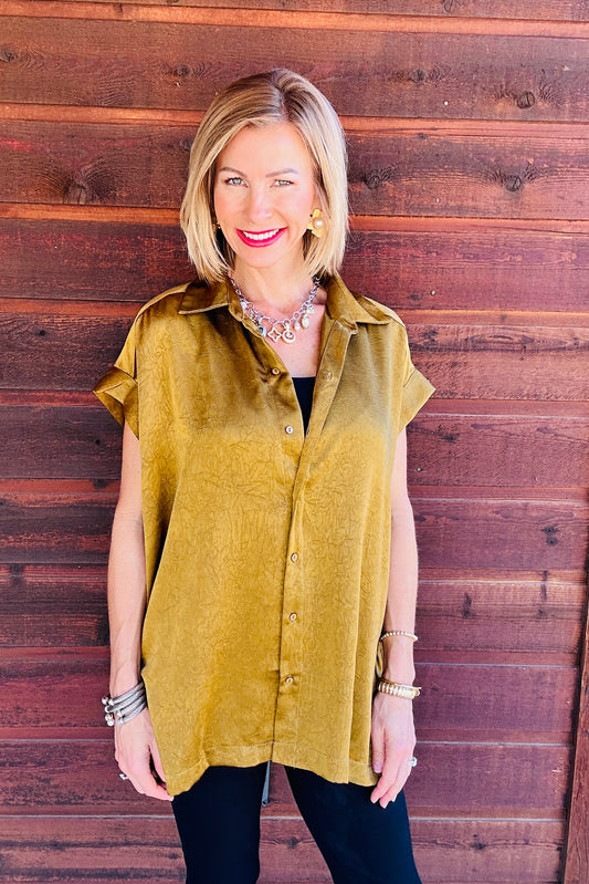 Antique Brass Button Down Top