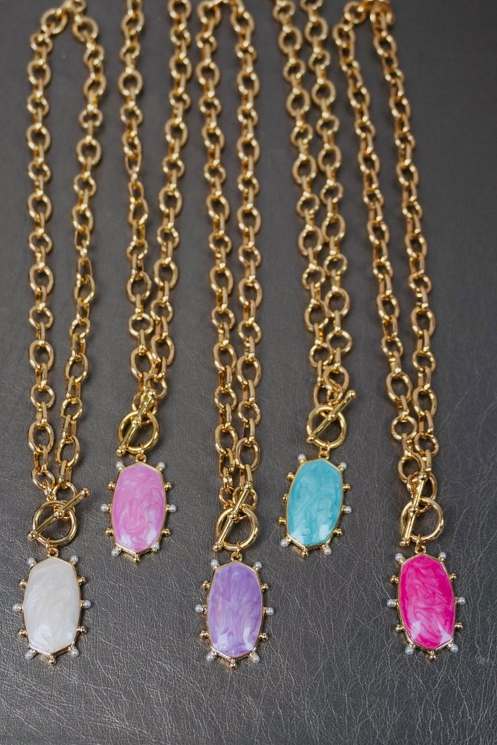 Garden Party Enamel Pendant Necklace Gold Chain