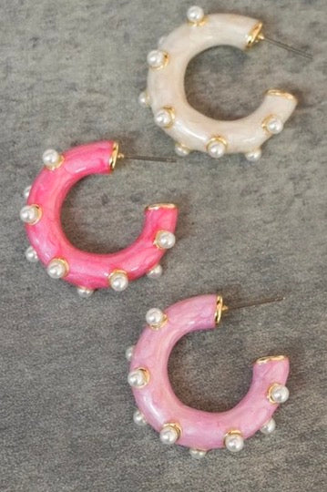 Garden Party Pearl Hoops