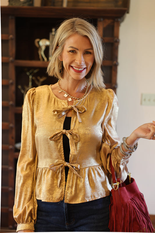 Golden Grace Bow Blouse
