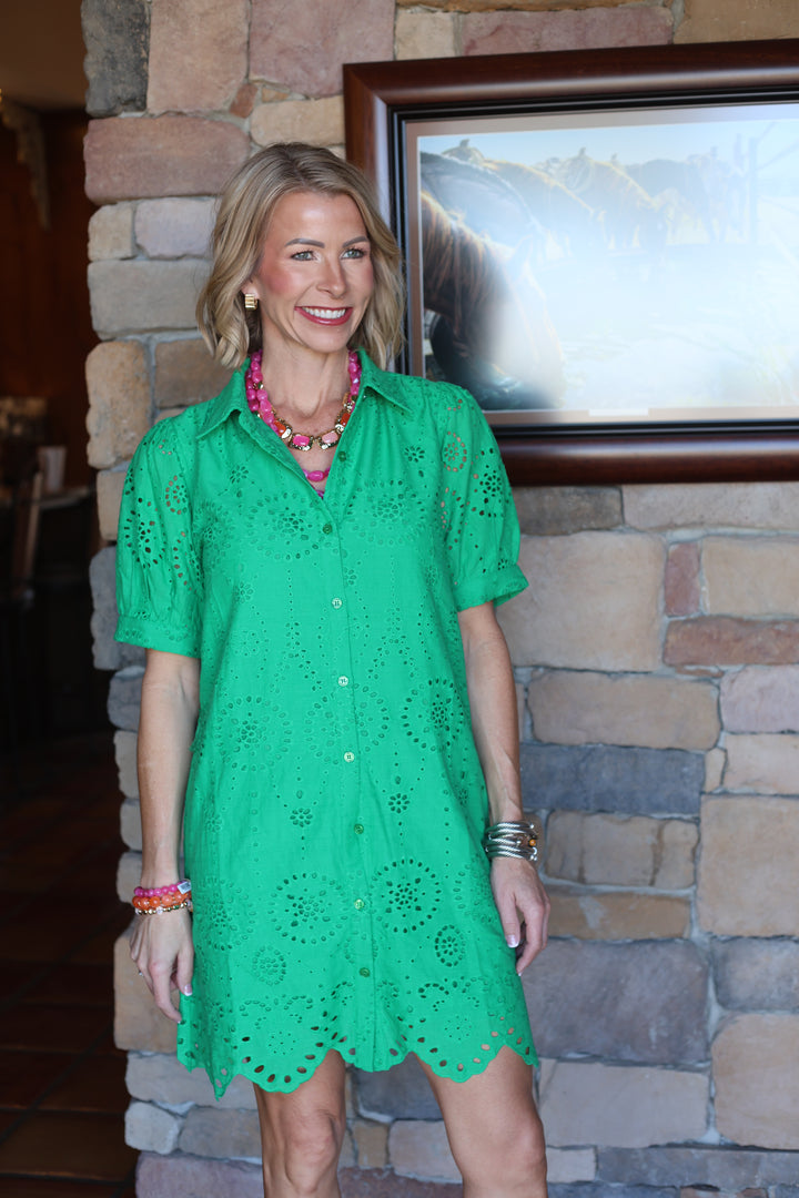 The Verdant Isle Eyelet Dress
