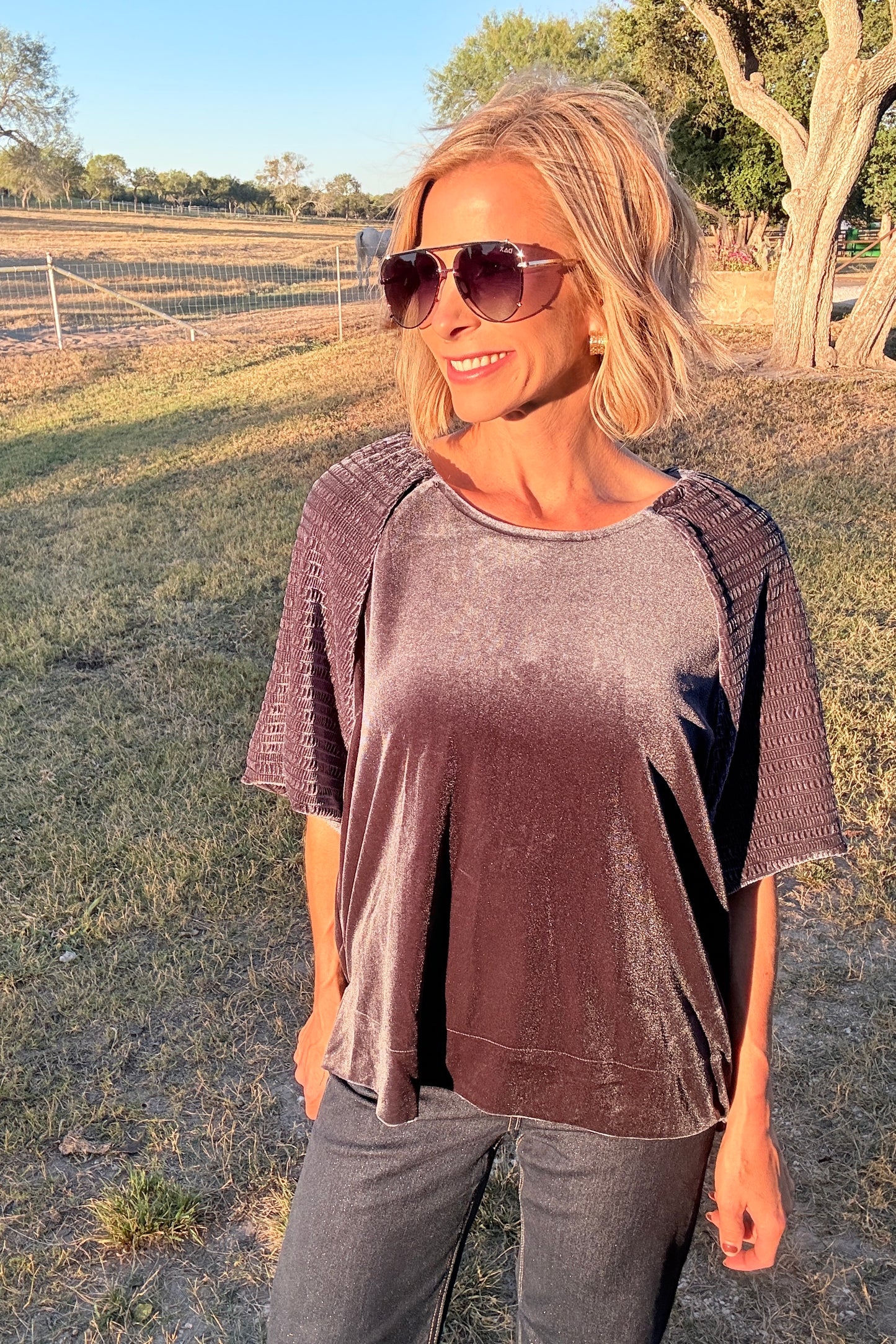 The Hadley Textured Velvet Top