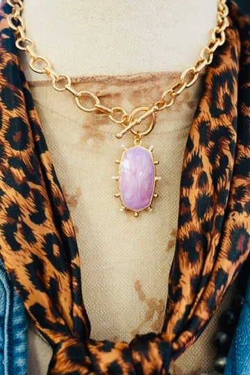 Garden Party Enamel Pendant Necklace Gold Chain