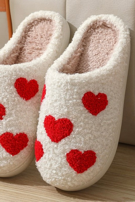 Plush Heart Slippers