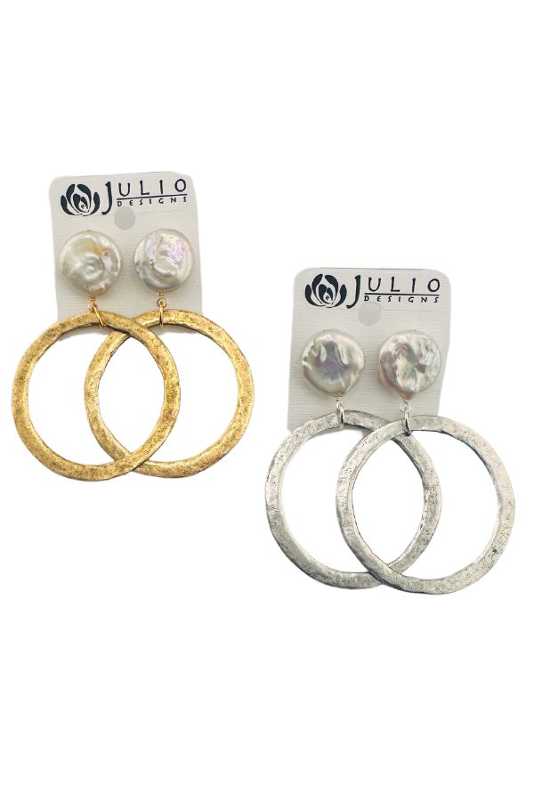 Julio Coin Pearl Hoop Earring