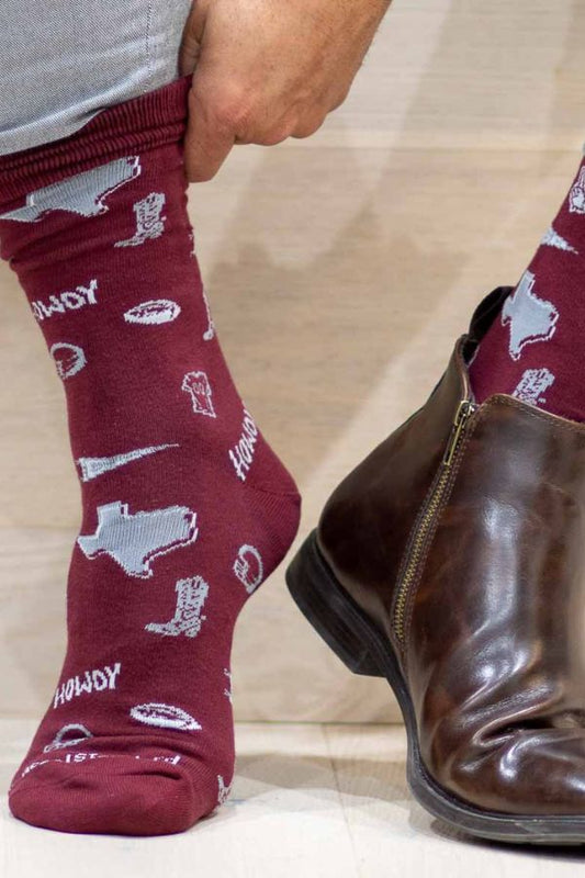 Howdy Pride Socks Maroon/Grey/White