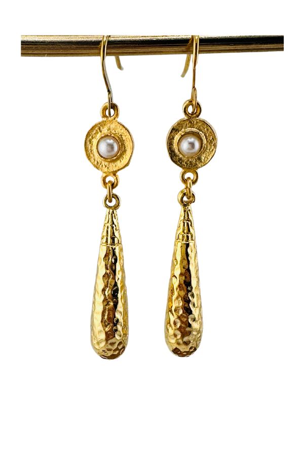 Weisinger Hammered Pearl Earring