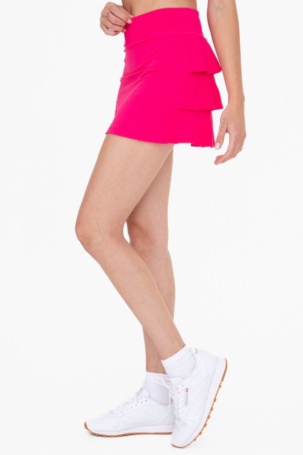 Pink Micro-Perforated Ruffle Back Skirt