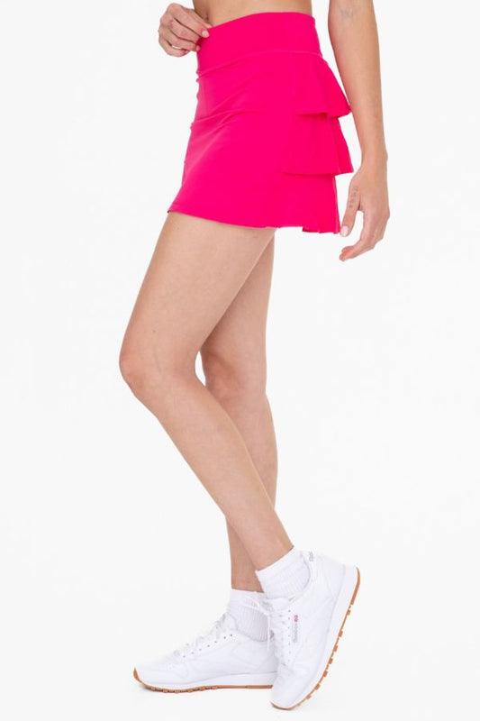 Pink Micro-Perforated Ruffle Back Skirt