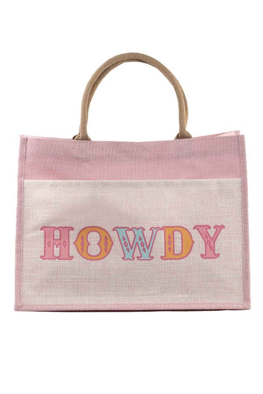 Howdy Friends Jute Pocket Tote