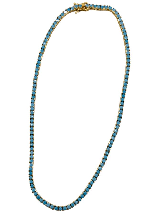 Gold Turquoise Tennis Necklace