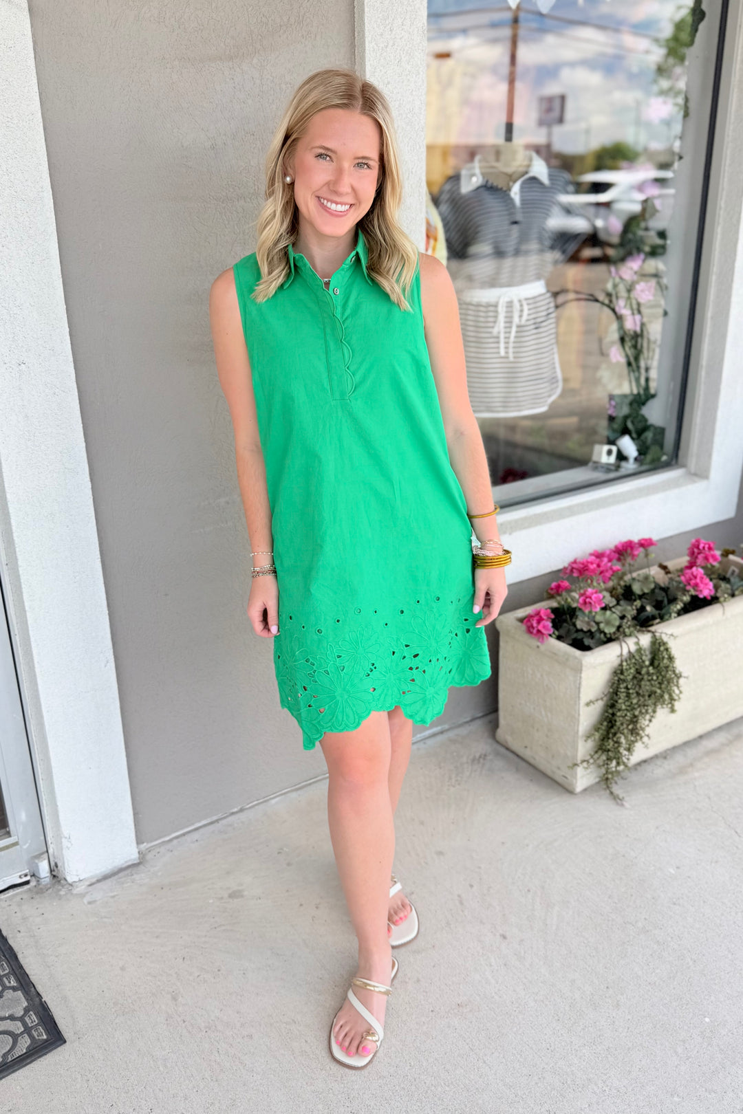 The Poppy Eyelet Dress - Green