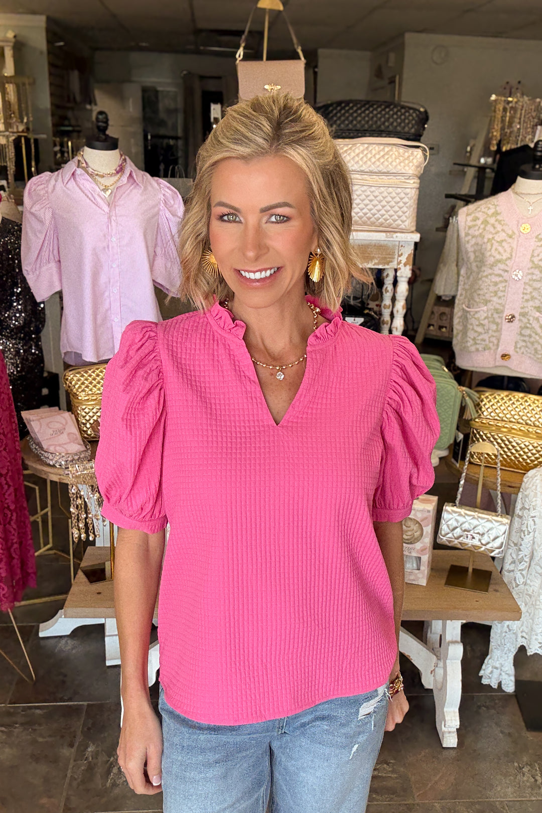 The Rosette Puff Sleeve Top