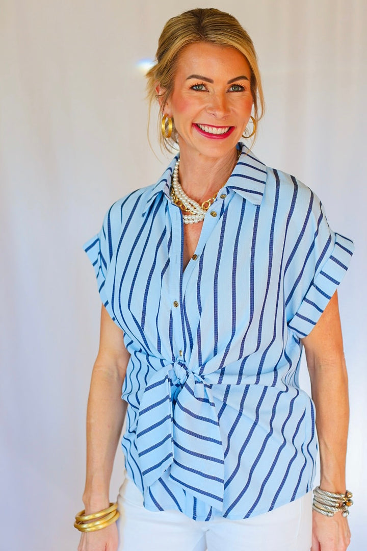 The Bethany Stripe Blouse - Blue