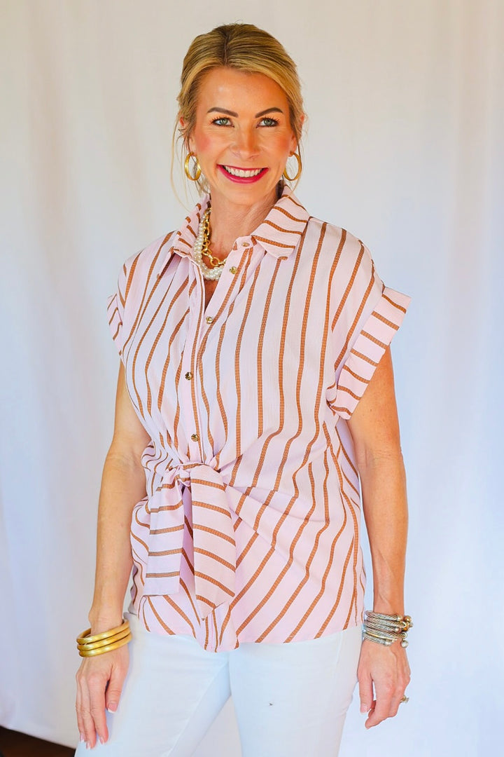 The Bethany Stripe Blouse - Pink