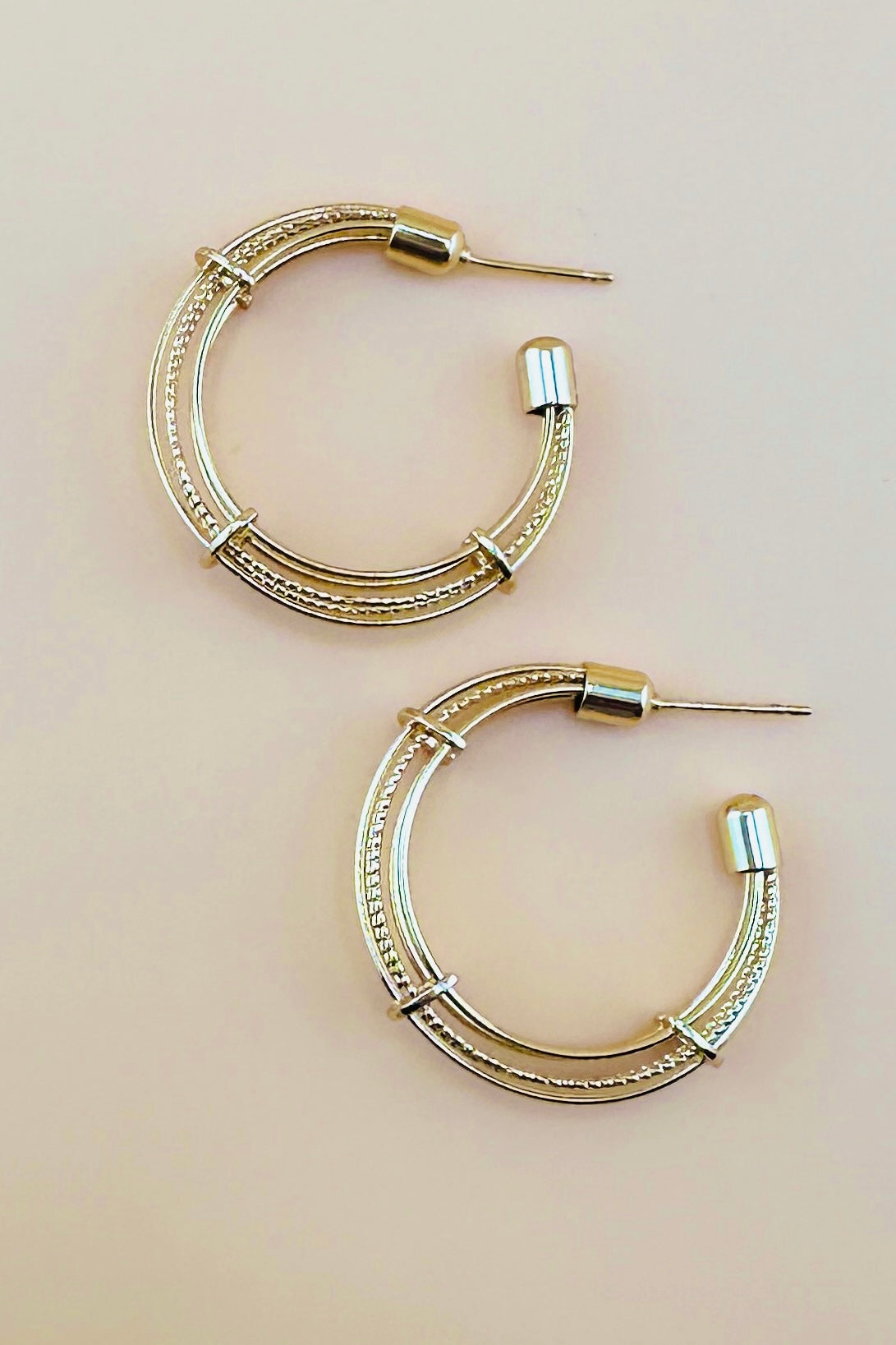 14K Gold Dipped Designer Inspired Wired Hoops